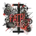 Faith over fear in text. With 3 crosses together  tattoo design idea