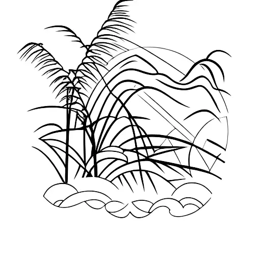 A cornfield at sunset with a silhouette of a tractor in the distance tattoo design idea