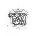 a ambigram logo with letter "D A N TR" tattoo design idea