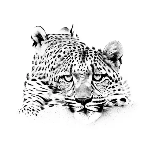 mother leopard protecting two baby leopards  tattoo design idea