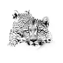 mother leopard protecting two baby leopards  tattoo design idea