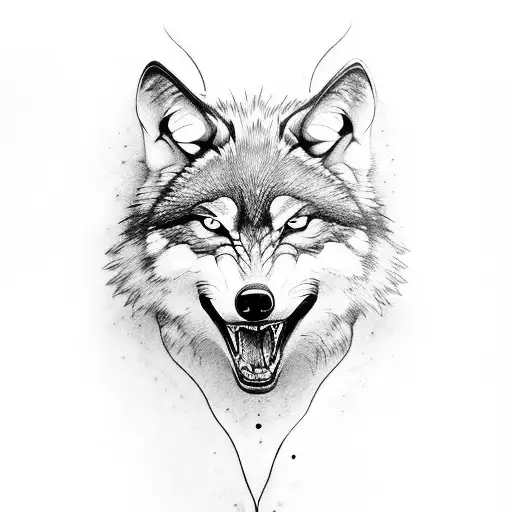 Wolf bites Snake tattoo design idea