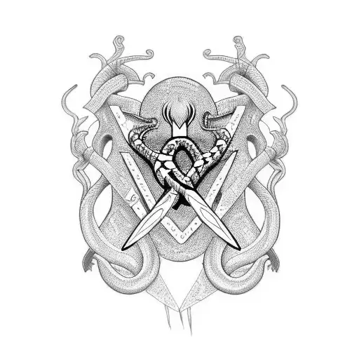 Dagger and snake, Pray for peace but prepare for war tattoo design idea