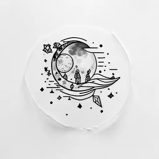 moon feminin hope enough for in between chest tattoo design idea