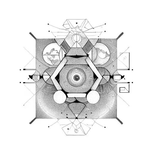 universe mixed with computers components tattoo design idea