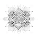 universe mixed with computers components tattoo design idea