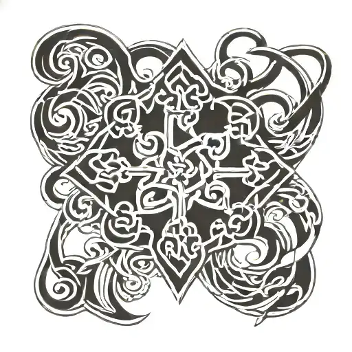 Nordic symbols integrated into Celtic knot work tattoo tattoo design idea