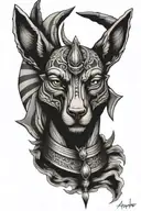 anubis portrait with half tattoo design idea