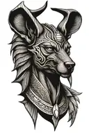 anubis portrait with half tattoo design idea