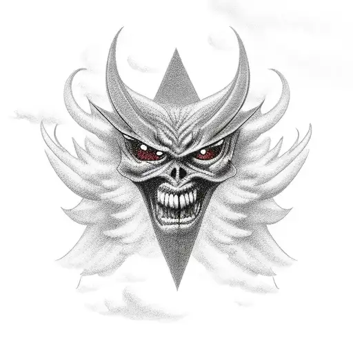 An Angle and a Demon sourrounded by Clouds  tattoo design idea