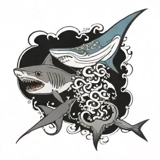 shark and octopus and stingray  tattoo design idea