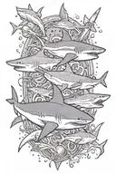 sharks and Poseidon trident tattoo design idea