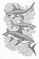 sharks and Poseidon trident tattoo design idea