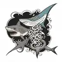 shark and octopus and stingray  tattoo design idea