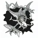 shark and octopus and stingray  tattoo design idea