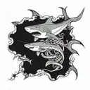 shark and octopus and stingray  tattoo design idea