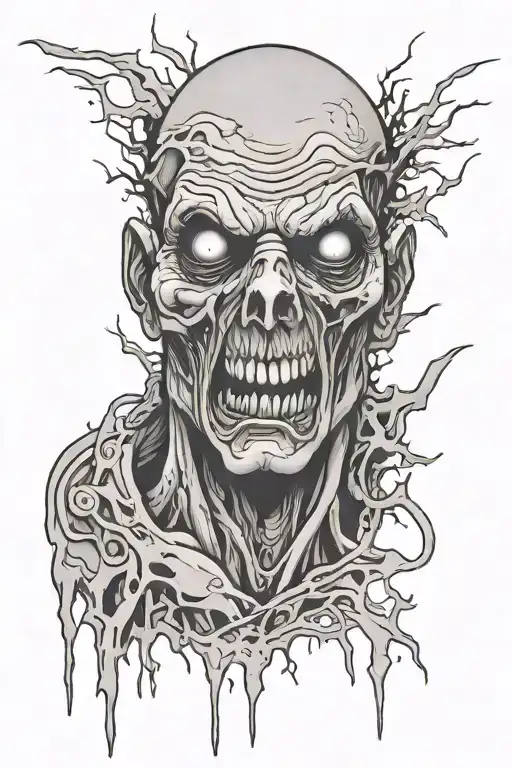 zombie face tattoo design idea