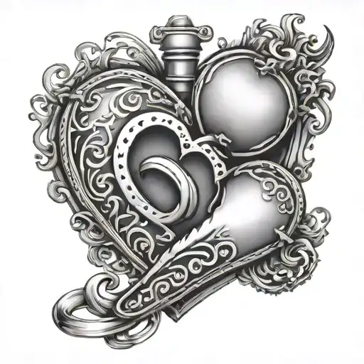banshee pipes in shape of a heart shaped locket tattoo design idea