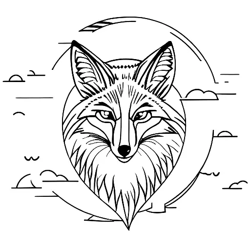 coyote sitting looking up at moon tattoo design idea