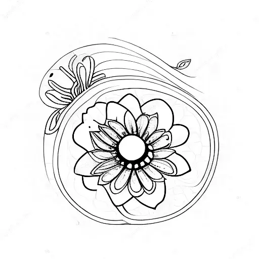 Uma árvore genealógica feita de flores complexas tattoo design idea