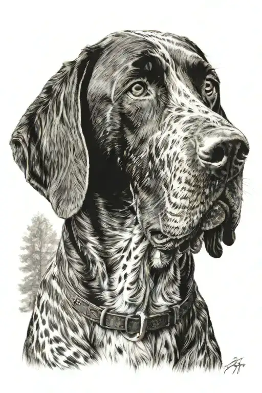 hunting trees German shorthair pointer tattoo design idea