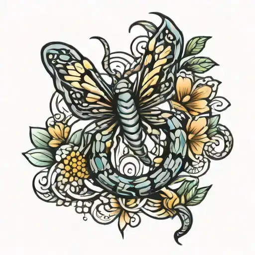 scorpion, snake, butterfly tattoo design idea