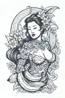 banana, woman, breast tattoo design idea