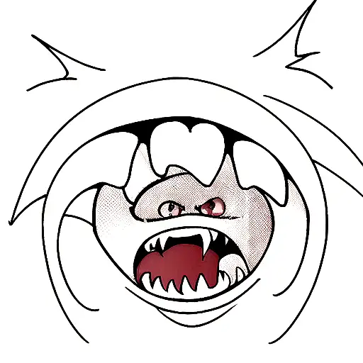 Venom with open mouth and teeth and toungle tattoo design idea