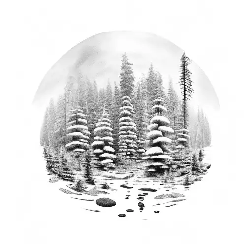 Craft a tattoo of a tranquil forest landscape that transforms into a chaotic wildfire when viewed from a different angle tattoo design idea