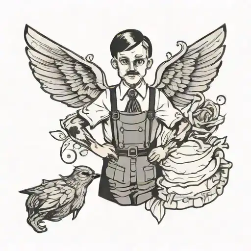 boy hitler in a maid outfit tattoo design idea