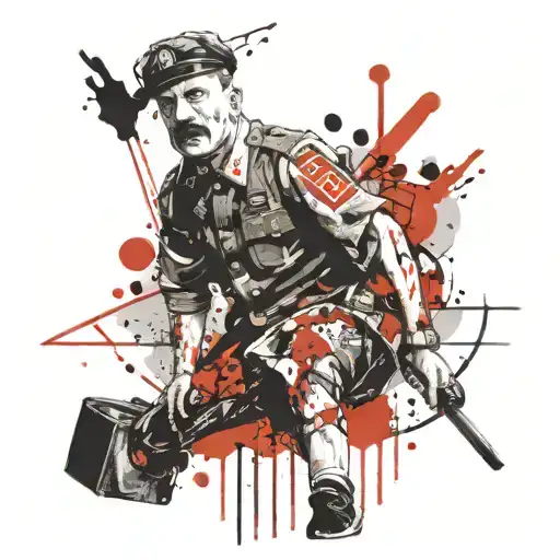 boy hitler in a maid outfit tattoo design idea