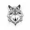 simple wolf howling at moon tattoo design idea