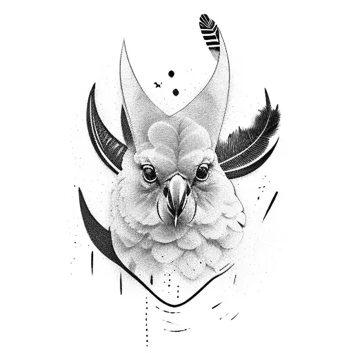 cross cockatoo feather kangaroo paw print tattoo design idea