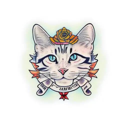calico cat  tattoo design idea