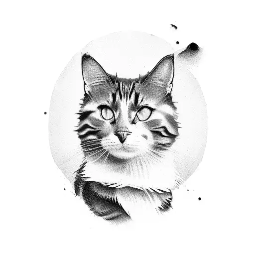 calico cat bad  tattoo design idea