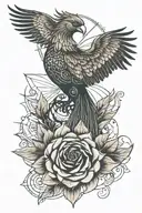 Phoenix compas rose tattoo design idea