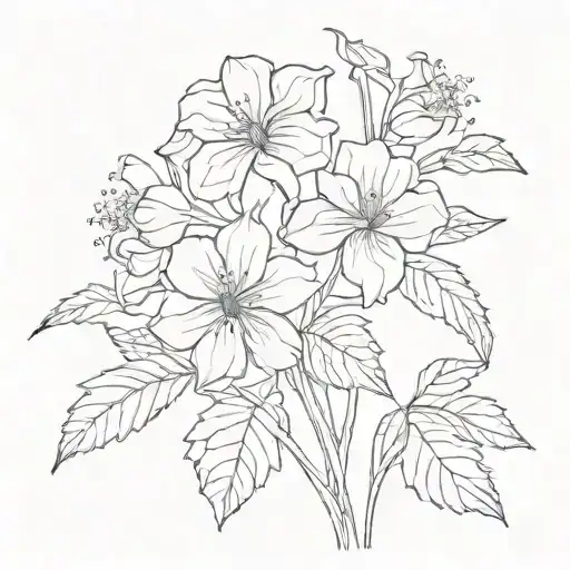 minimalist floral line drawing, delicate flower with long stems, continuous lines,  tattoo design idea