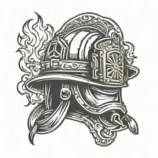 firefighter  helmet tattoo design idea