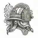 firefighter  helmet tattoo design idea