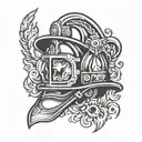 firefighter  helmet tattoo design idea