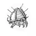 hermit crab with a hut in the shell tattoo design idea