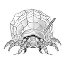 hermit crab with a hut in the shell tattoo design idea