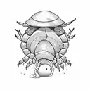 hermit crab with a hut in the shell tattoo design idea