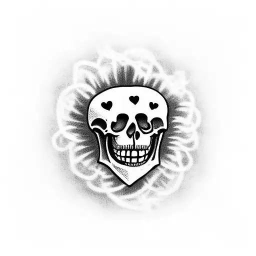 skeleton's hugging with hearts in their chest facing toward each other tattoo design idea