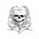 skeleton's hugging with hearts in their chest facing toward each other tattoo design idea