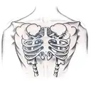 skeleton's hugging with hearts in their chest facing toward each other tattoo design idea