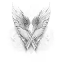 Wings with letters down spine tattoo design idea