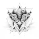Wings with letters down spine tattoo design idea