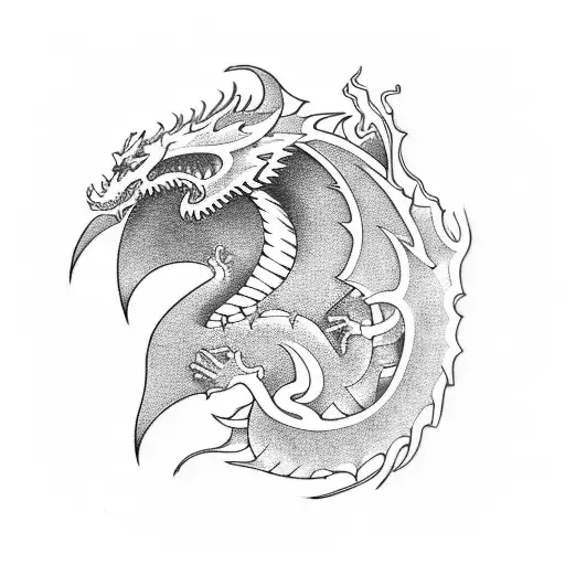 A programmer's keyboard morphing into a dragon's tail tattoo design idea