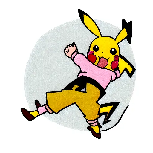 pikachu usando o short e o cinturão do majin boo tattoo design idea